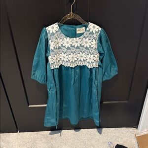 Amazon Teal and White Kids Dress